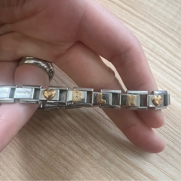 Nomination Bracelet Stainless Steel & Gold BLK Letters & Heart Charms - Picture 5 of 5